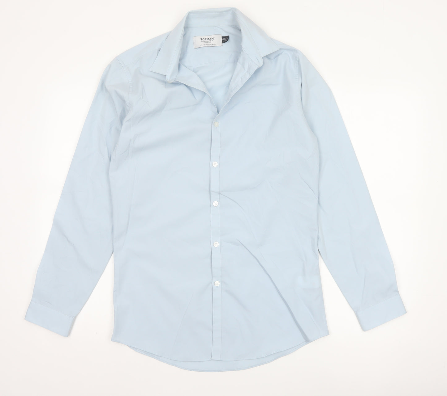 Topman Men's Blue Slim Fit Long Sleeve Button-Up Shirt Size S