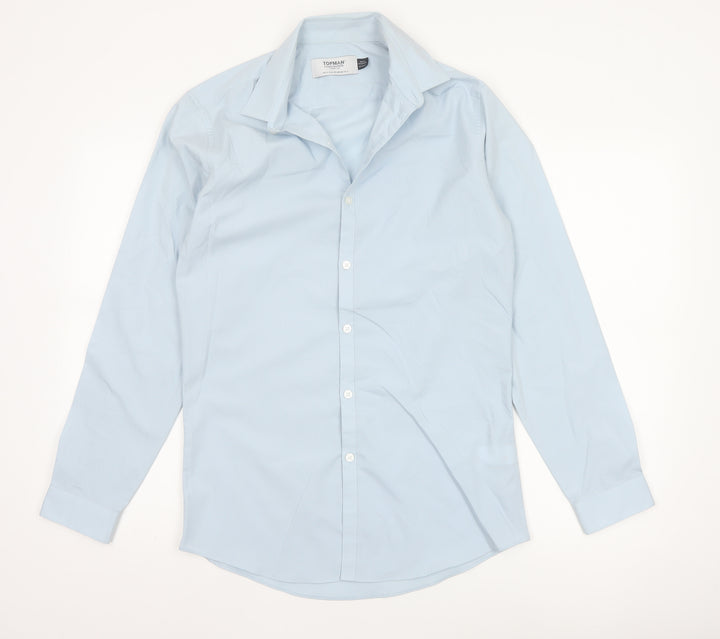 Topman Men's Blue Slim Fit Long Sleeve Button-Up Shirt Size S