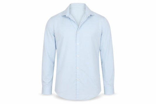 Front view of Topman Men's Blue Slim Fit Long Sleeve Button-Up Shirt, size S