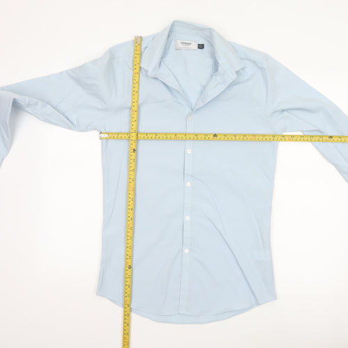 Topman Men's Blue Slim Fit Long Sleeve Button-Up Shirt Size S