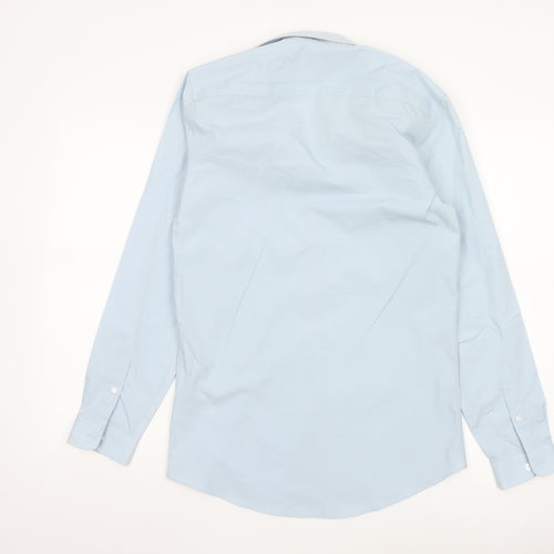 Topman Men's Blue Slim Fit Long Sleeve Button-Up Shirt Size S