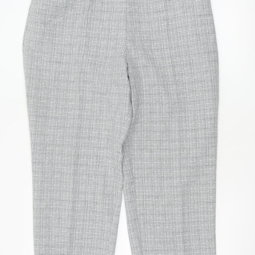 Marks and Spencer Women’s Grey Check Straight Trousers Size 16 Short