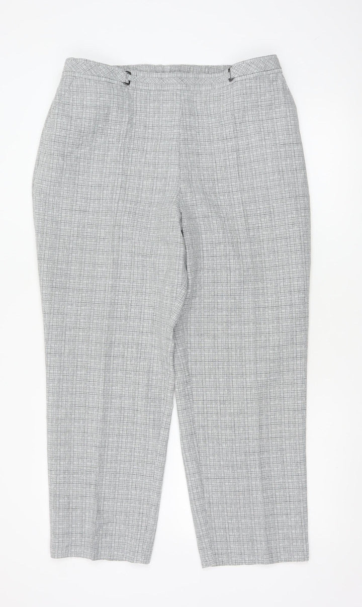 Marks and Spencer Women’s Grey Check Straight Trousers Size 16 Short