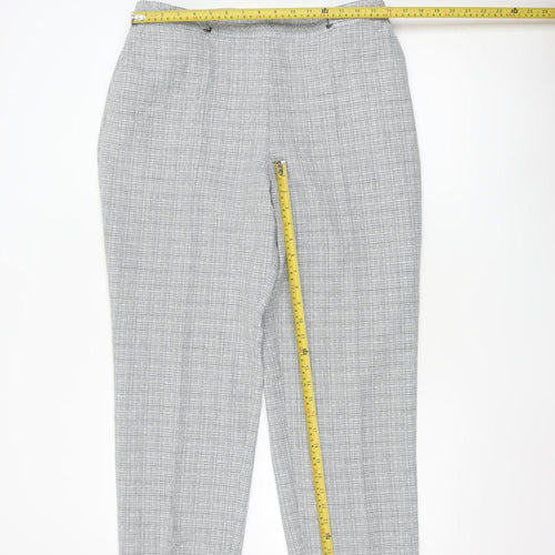 Marks and Spencer Women’s Grey Check Straight Trousers Size 16 Short