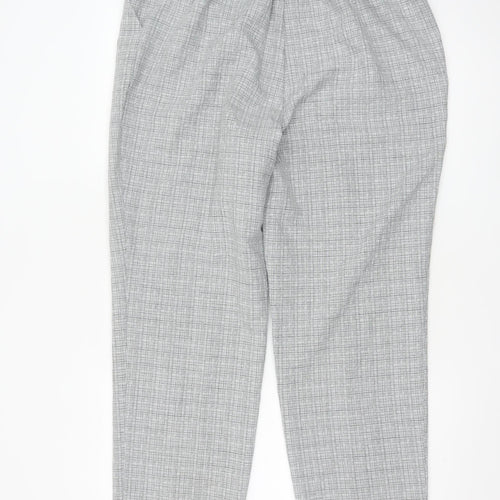 Marks and Spencer Women’s Grey Check Straight Trousers Size 16 Short