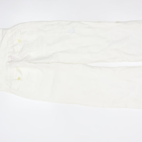 Monsoon Women White Linen Maternity Trousers Size 8 Casual Comfort
