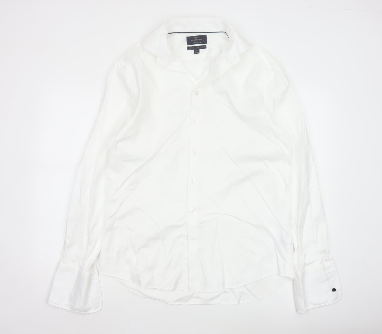 Marks and Spencer Sartorial White Regular Fit 16in Men's Cotton Shirt