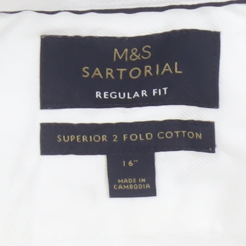 Marks and Spencer Sartorial White Regular Fit 16in Men's Cotton Shirt