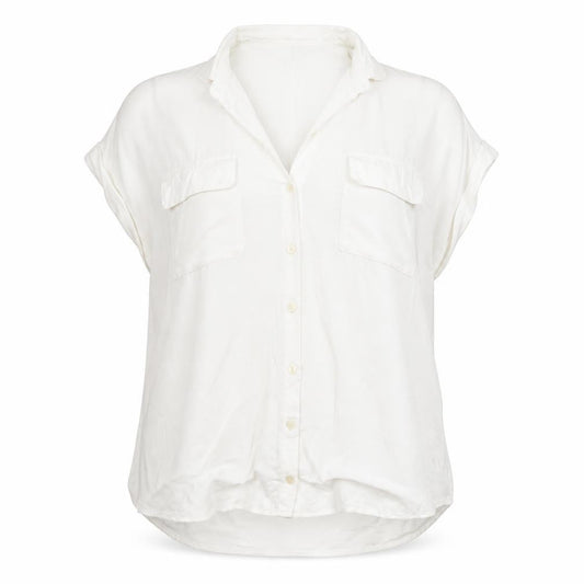 Front view of Marks & Spencer Women White, size 12, Sleeveless Button-Up Shirt