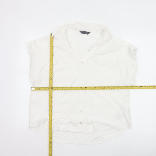 Marks and Spencer Women White Size 12 Sleeveless Button-Up Shirt