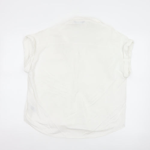 Marks and Spencer Women White Size 12 Sleeveless Button-Up Shirt