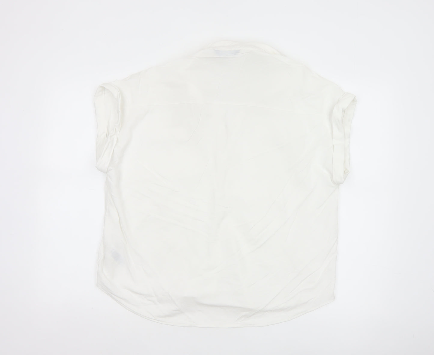 Marks and Spencer Women White Size 12 Sleeveless Button-Up Shirt