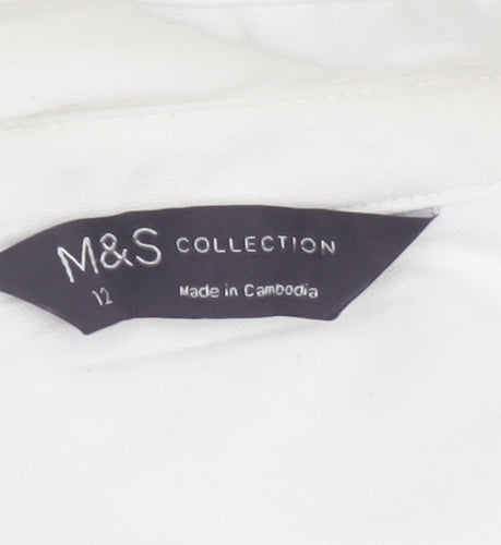 Marks and Spencer Women White Size 12 Sleeveless Button-Up Shirt