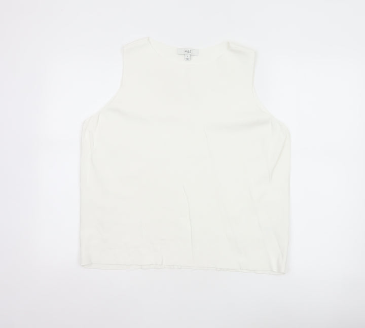 Marks and Spencer Women's White Size 18 Sleeveless Basic Tank Top