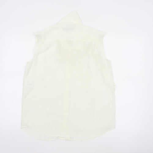 French Connection Womens Ivory Sleeveless Bow Neck Chiffon Blouse Size 12