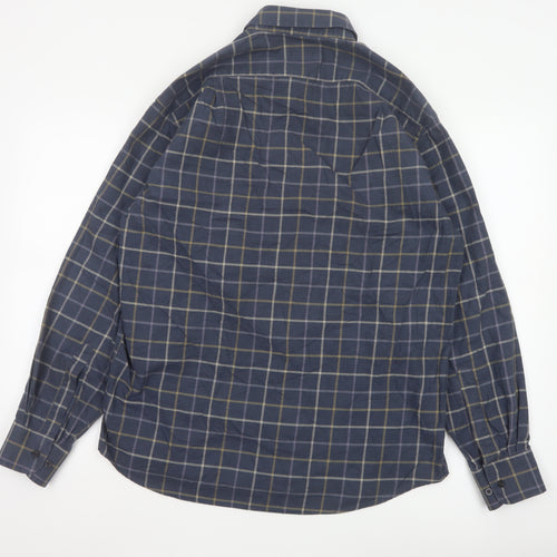 Marks and Spencer Men Blue Check Cotton Twill Long Sleeve Shirt Size 15.5