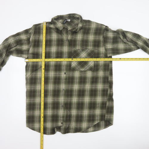 H&M Divided Men's Green Plaid Cotton Button-Up Shirt Size S