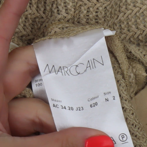 Marc Cain Women Beige Blazer N2 Classic Single-Breasted Linen Blend