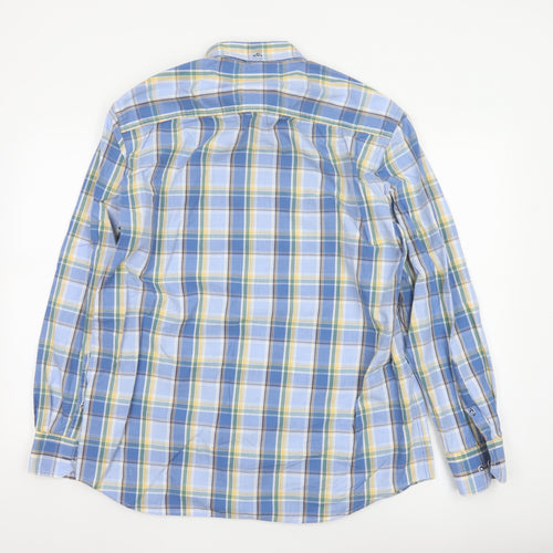 Claudio Campione Men's Blue Check Button-Down Long Sleeve Cotton Shirt XL