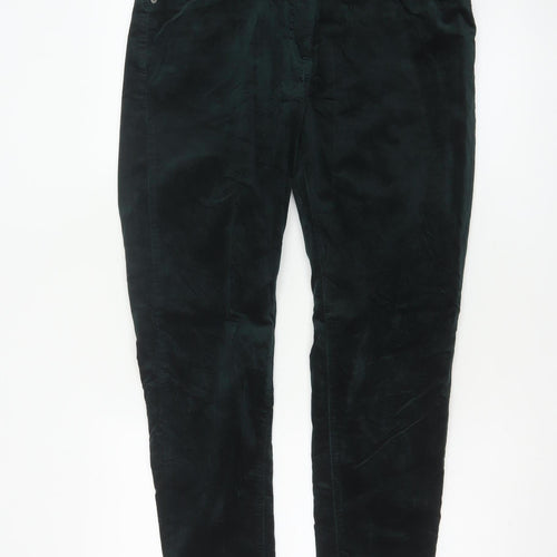 Marks and Spencer Women’s Teal Cotton Blend Straight Trousers Size 14 Regular