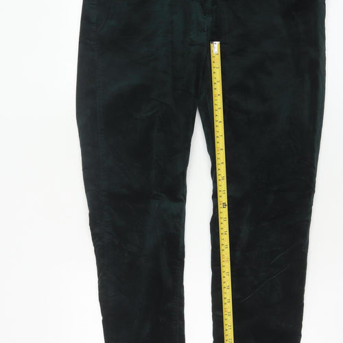 Marks and Spencer Women’s Teal Cotton Blend Straight Trousers Size 14 Regular