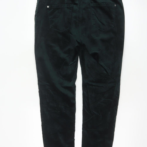 Marks and Spencer Women’s Teal Cotton Blend Straight Trousers Size 14 Regular