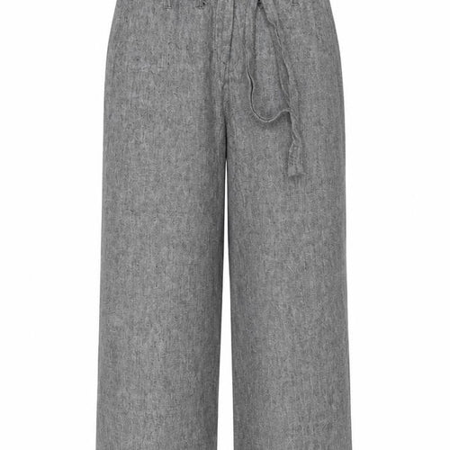 Amaranto Women Grey Linen Blend Wide-Leg Trousers Size 8