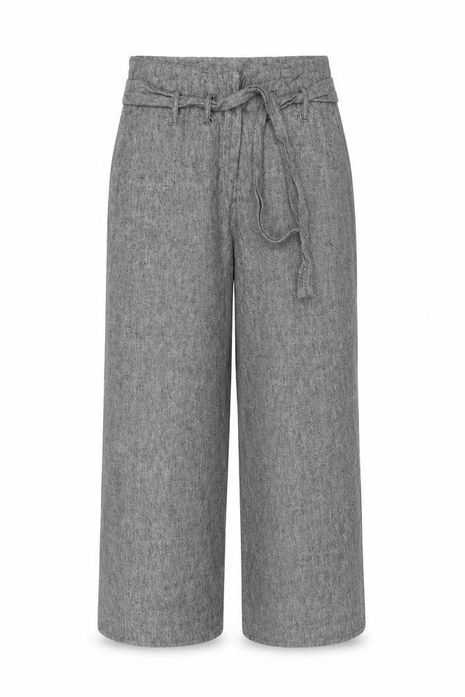 Amaranto Women Grey Linen Blend Wide-Leg Trousers Size 8