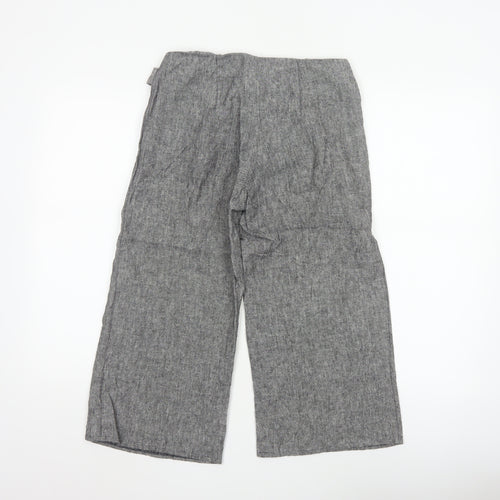 Amaranto Women Grey Linen Blend Wide-Leg Trousers Size 8