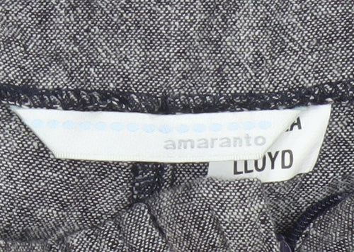 Amaranto Women Grey Linen Blend Wide-Leg Trousers Size 8