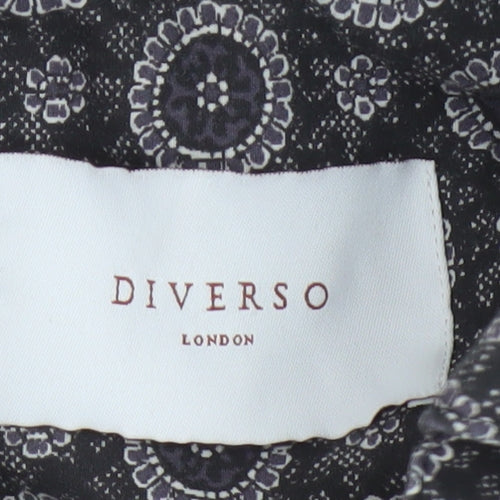 Diverso London Men's Black Geometric Cotton Long Sleeve Shirt L