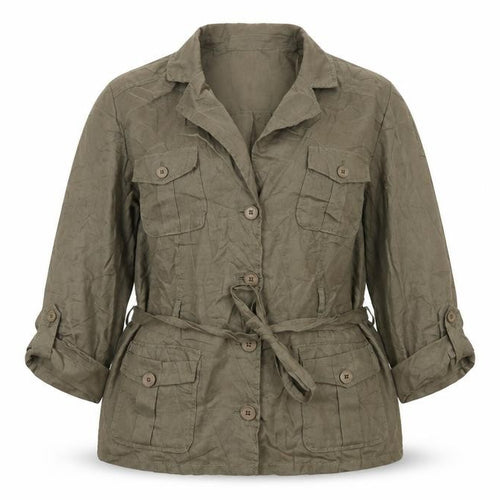 Gerry Weber Women’s Khaki Linen Belted Casual Jacket UK 18