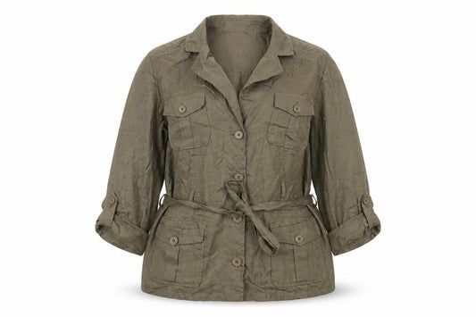 Gerry Weber Women’s Khaki Linen Belted Casual Jacket UK 18