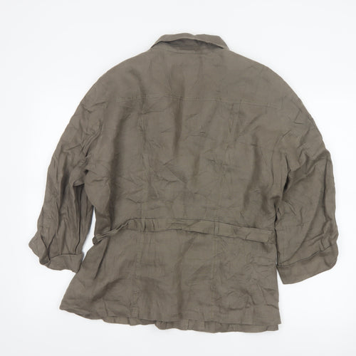 Gerry Weber Women’s Khaki Linen Belted Casual Jacket UK 18