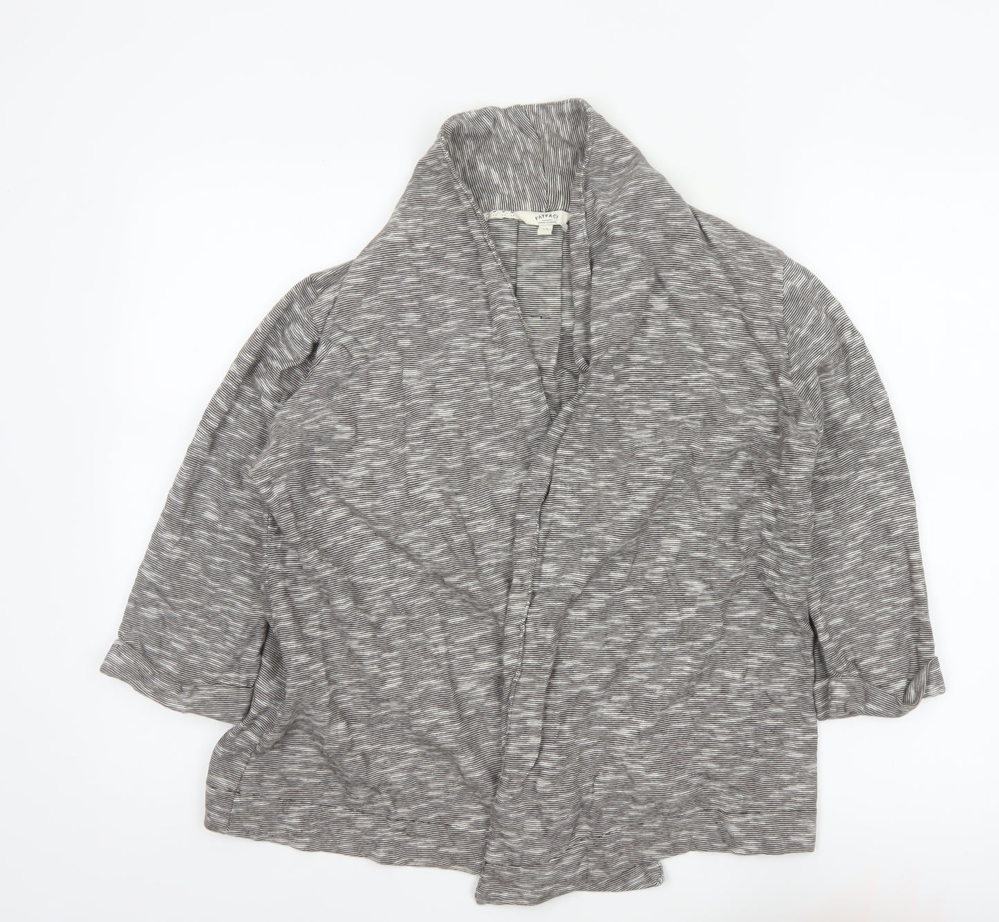 FatFace Women Grey Striped Open Cotton Jacket Size 12
