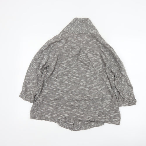 FatFace Women Grey Striped Open Cotton Jacket Size 12