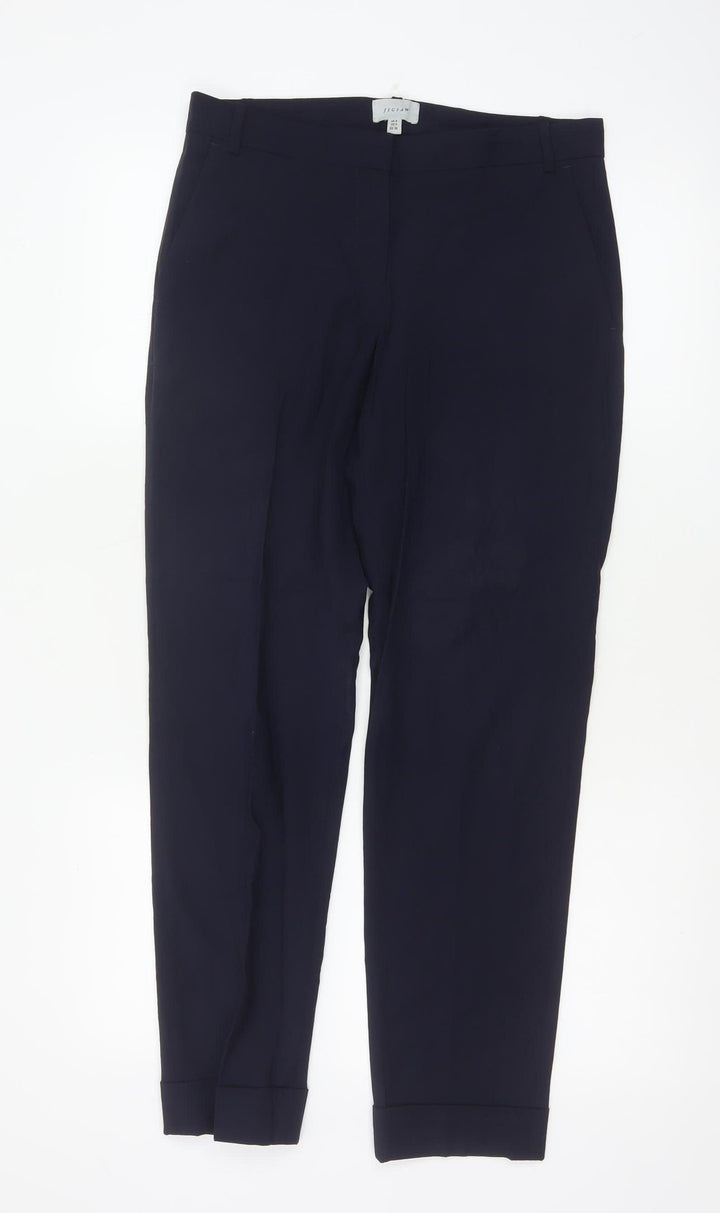 Jigsaw Women's Navy Wool Blend Cropped Trousers UK 8