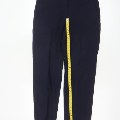 Jigsaw Women's Navy Wool Blend Cropped Trousers UK 8
