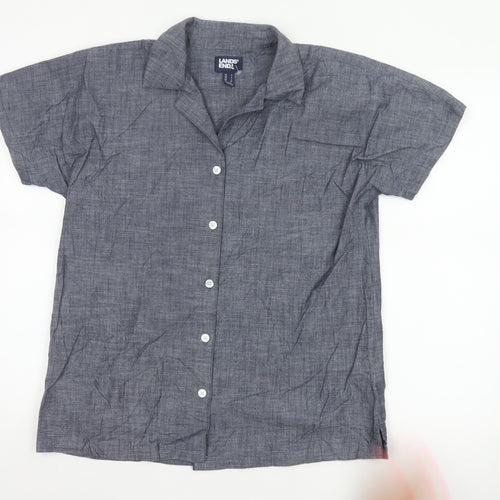 Lands' End Women's Blue Cotton Chambray Button-Up Shirt S