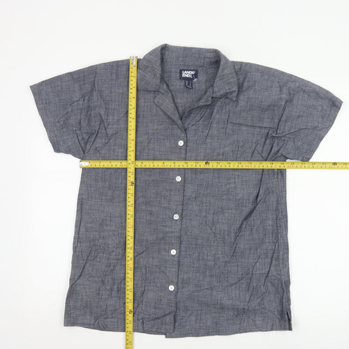 Lands' End Women's Blue Cotton Chambray Button-Up Shirt S