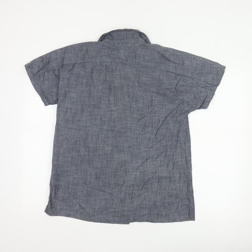 Lands' End Women's Blue Cotton Chambray Button-Up Shirt S