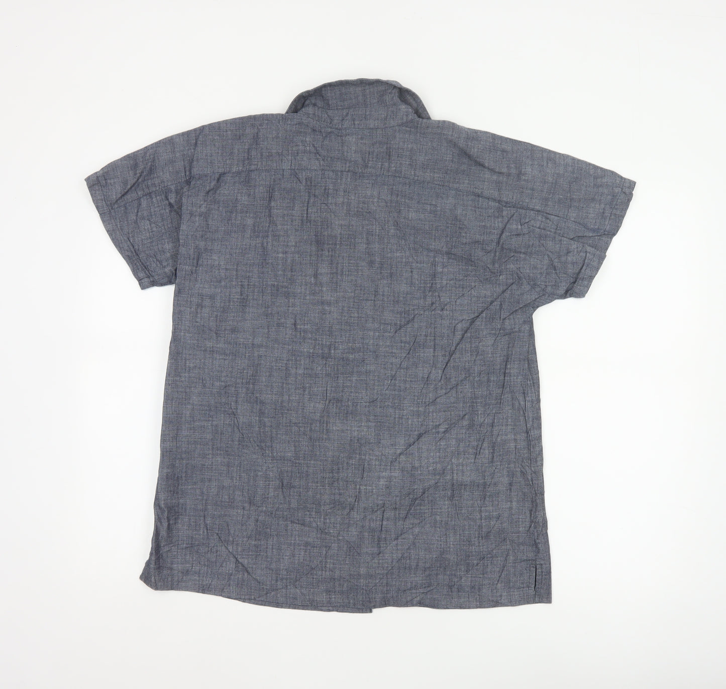 Lands' End Women's Blue Cotton Chambray Button-Up Shirt S