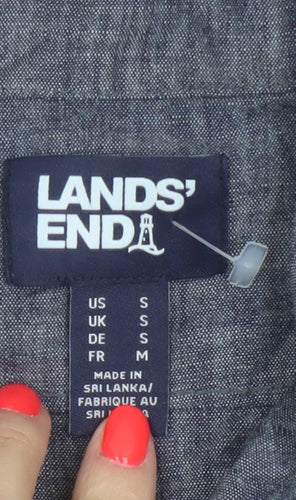 Lands' End Women's Blue Cotton Chambray Button-Up Shirt S