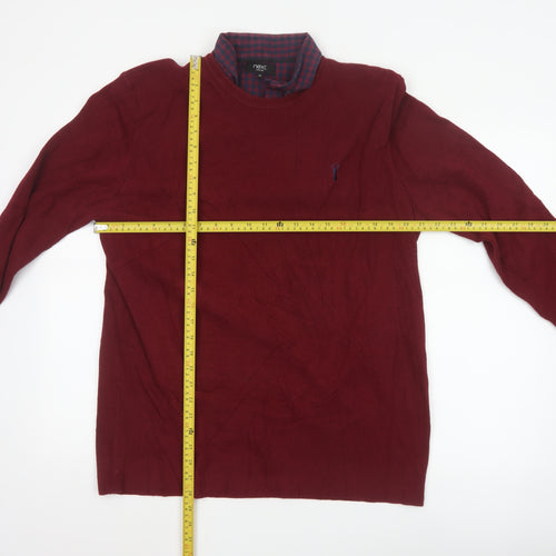 Next Men's Red Cotton Knit Crew Neck Pullover Jumper XL