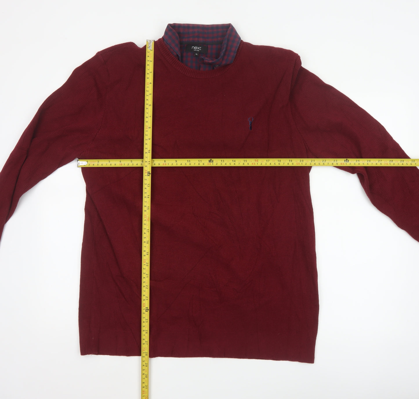 Next Men's Red Cotton Knit Crew Neck Pullover Jumper XL