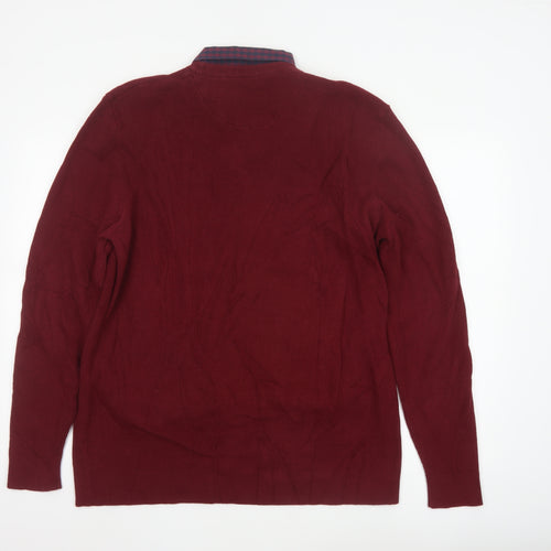 Next Men's Red Cotton Knit Crew Neck Pullover Jumper XL