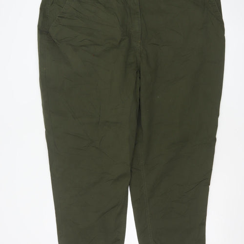 Next Women Olive Green Cotton Stretch Chino Trousers Size 24R