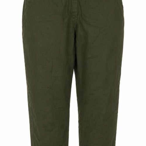 Next Women Olive Green Cotton Stretch Chino Trousers Size 24R
