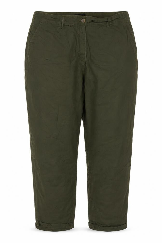 Next Women Olive Green Cotton Stretch Chino Trousers Size 24R