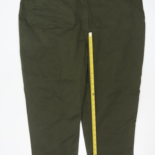 Next Women Olive Green Cotton Stretch Chino Trousers Size 24R